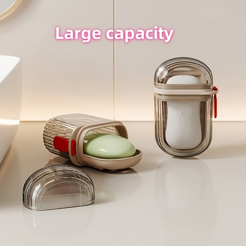 1pc Portable Soap Dish with Lid, Sealed & Drainage Design, PET Material, Ideal for Travel & Outdoor Leisure - Mini Storage Soap Holder