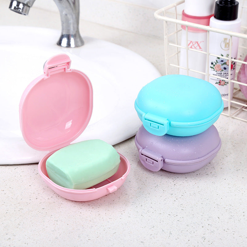 2pcs Portable Candy-Colored Plastic Soap Dish Set, Oval Travel and Home Shower Holder for Bathroom Essentials