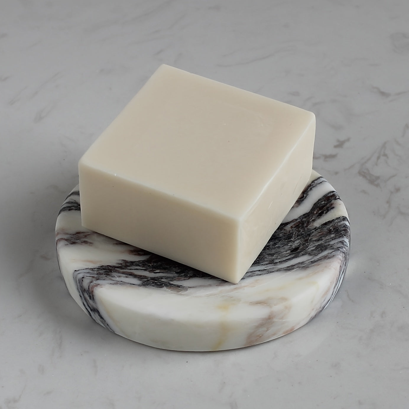 Genuine Italian Calacatta Viola Marble Soap Dish, Round Small Jewelry Dish, Sponge Holder for Bathroom, Kitchen, Christmas Marble Gift