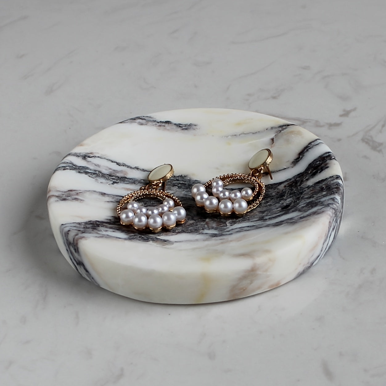Genuine Italian Calacatta Viola Marble Soap Dish, Round Small Jewelry Dish, Sponge Holder for Bathroom, Kitchen, Christmas Marble Gift