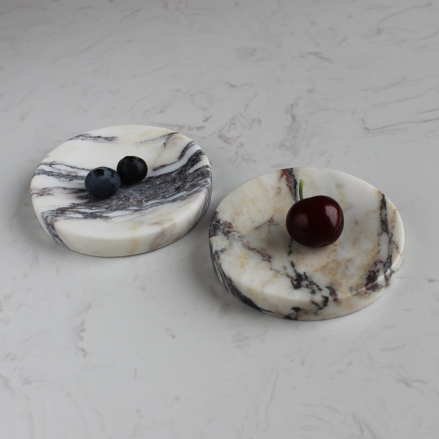 Genuine Italian Calacatta Viola Marble Soap Dish, Round Small Jewelry Dish, Sponge Holder for Bathroom, Kitchen, Christmas Marble Gift