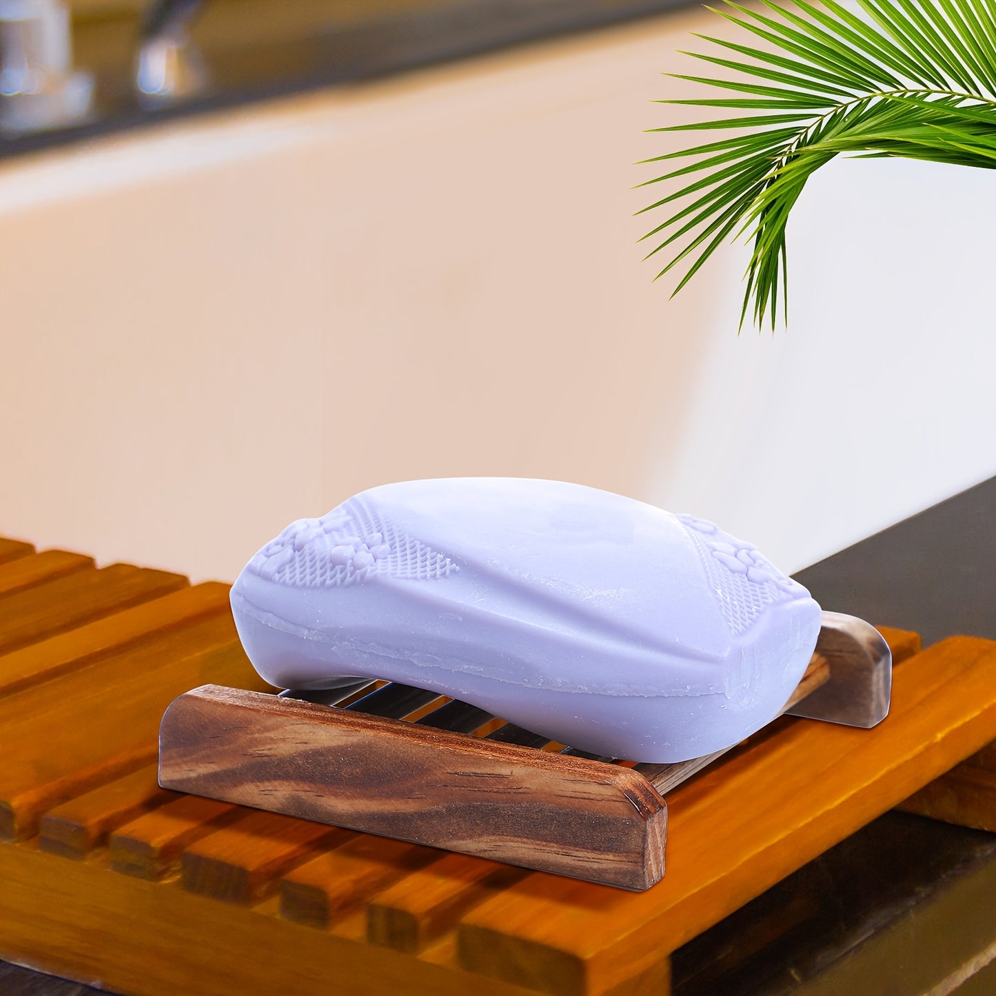 50pcs Bamboo Wood Soap Dish Bulk Bathroom Wooden Soap Holder Savers Self Draining Dishes Handcraft Tray, 3.3 X 3.3 X 0.67 Inch (Charcoal Color)