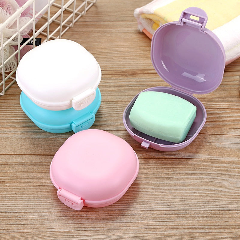 2pcs Portable Candy-Colored Plastic Soap Dish Set, Oval Travel and Home Shower Holder for Bathroom Essentials