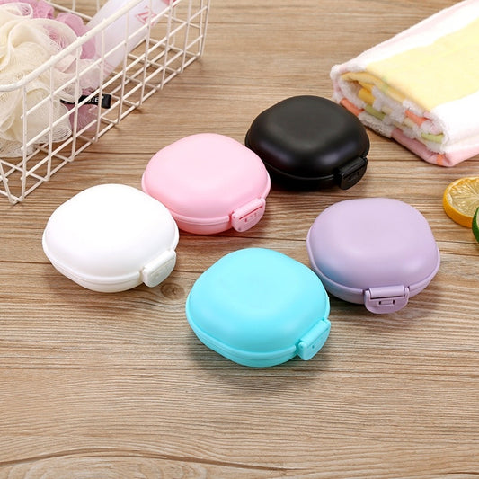 2pcs Portable Candy-Colored Plastic Soap Dish Set, Oval Travel and Home Shower Holder for Bathroom Essentials
