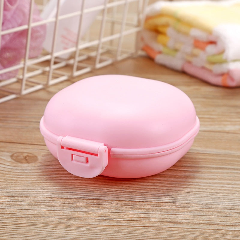 2pcs Portable Candy-Colored Plastic Soap Dish Set, Oval Travel and Home Shower Holder for Bathroom Essentials