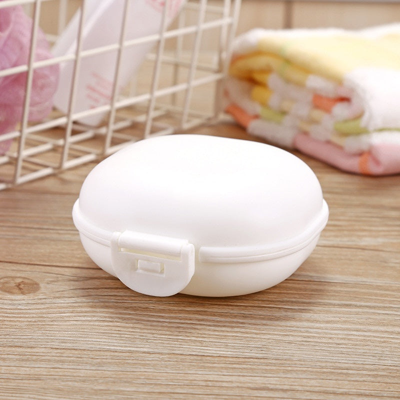 2pcs Portable Candy-Colored Plastic Soap Dish Set, Oval Travel and Home Shower Holder for Bathroom Essentials