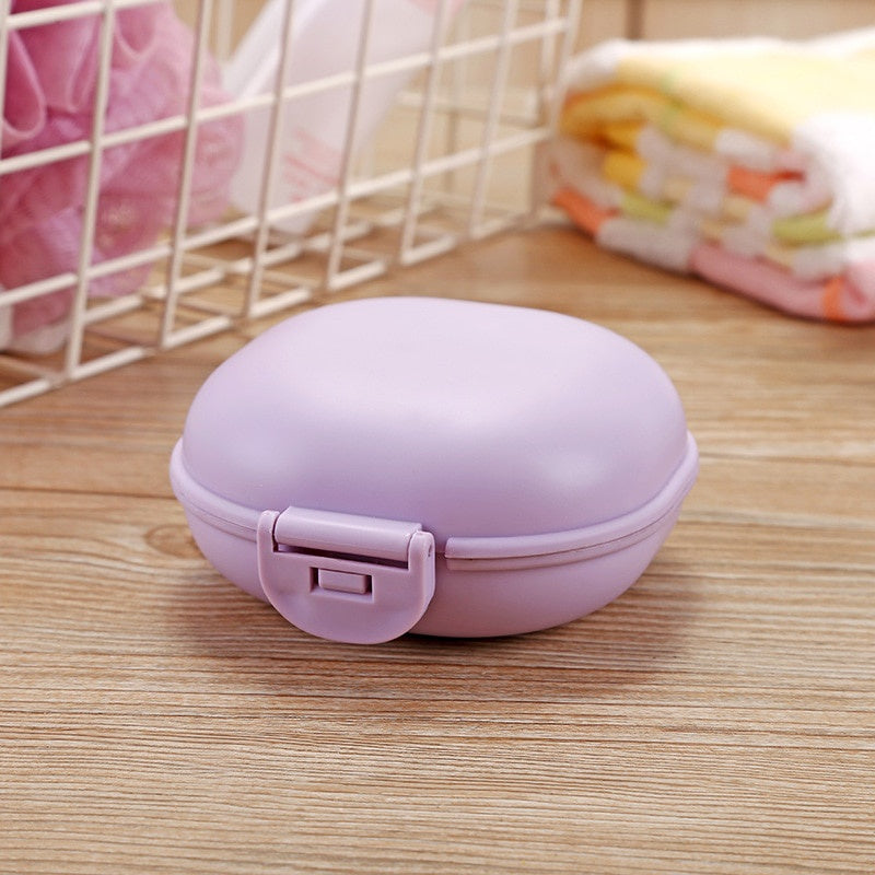 2pcs Portable Candy-Colored Plastic Soap Dish Set, Oval Travel and Home Shower Holder for Bathroom Essentials