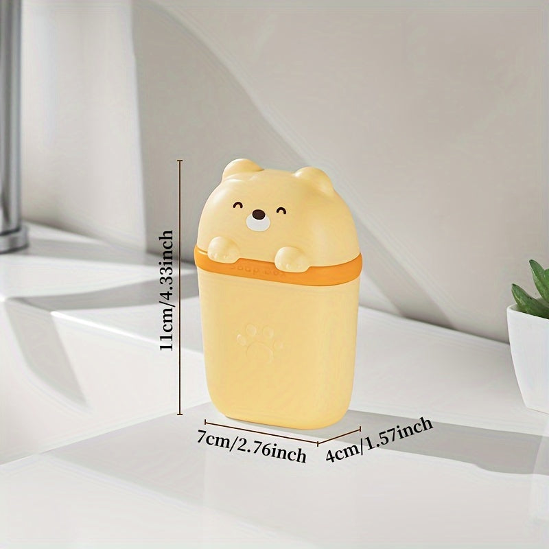 Cute Cartoon Bear Soap Dish - Leak-Proof Portable Travel Soap Box with Paw Prints, Compact Lightweight PP Plastic for Bathroom, Camping, Gym - White\u002FYellow\u002FPink