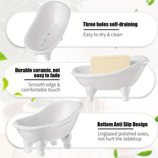 8pcs 5.6 Mini Bathtub Ceramic Planter Pot Ceramic Succulent Pot Bonsai Cactus Flower Pot Vase Holder Decorative Organizer Ceramic Mini Bathtub Soap Dish, White