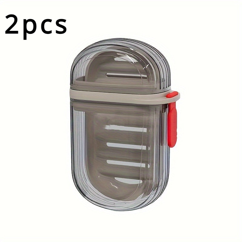 1pc Portable Soap Dish with Lid, Sealed & Drainage Design, PET Material, Ideal for Travel & Outdoor Leisure - Mini Storage Soap Holder