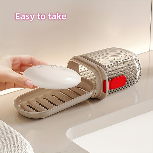 1pc Portable Soap Dish with Lid, Sealed & Drainage Design, PET Material, Ideal for Travel & Outdoor Leisure - Mini Storage Soap Holder