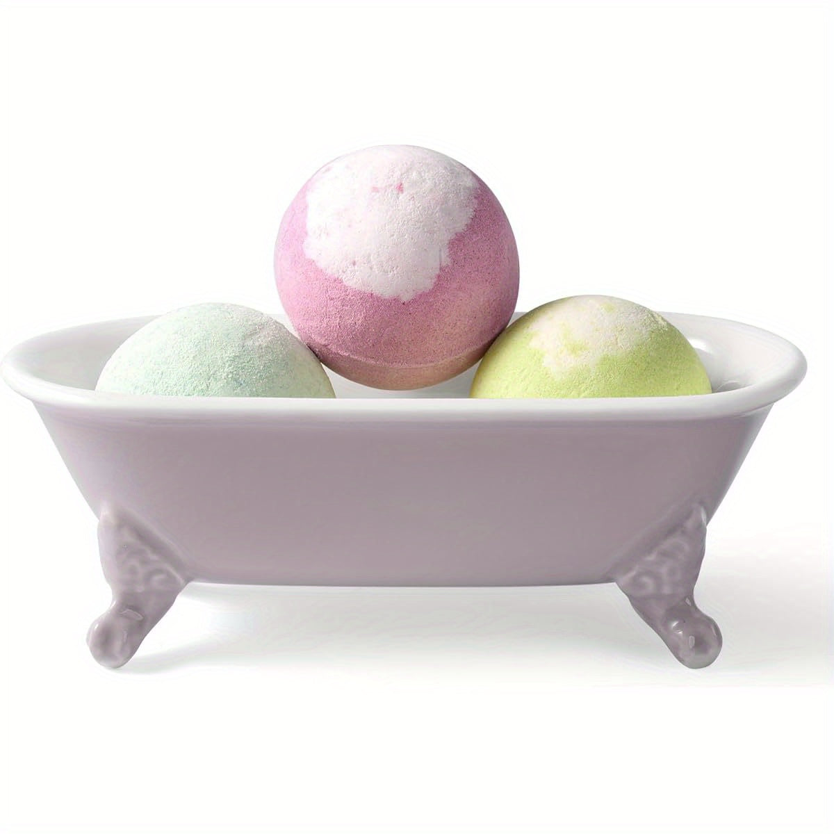 1-Pack 6.5" Plastic Mini Clawfoot Bathtub Soap Dish & Sponge Holder - Decorative Rectangular Bathroom Organizer with Lavender Design, Multi-Use Shower Tray for Kitchen or Bathroom Accessories