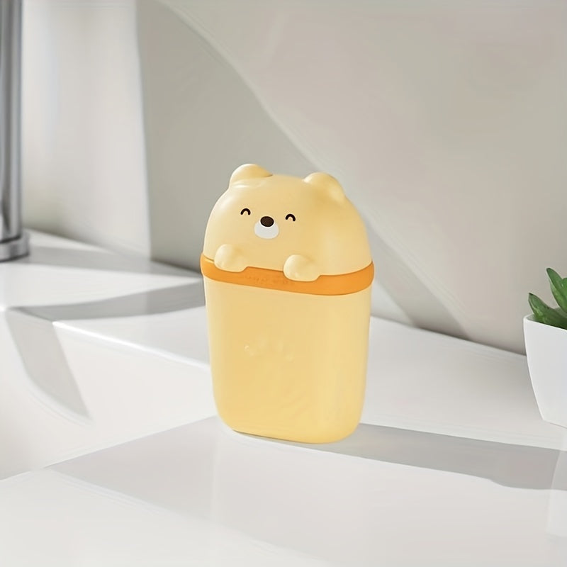 Cute Cartoon Bear Soap Dish - Leak-Proof Portable Travel Soap Box with Paw Prints, Compact Lightweight PP Plastic for Bathroom, Camping, Gym - White\u002FYellow\u002FPink