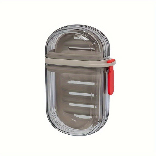 1pc Portable Soap Dish with Lid, Sealed & Drainage Design, PET Material, Ideal for Travel & Outdoor Leisure - Mini Storage Soap Holder