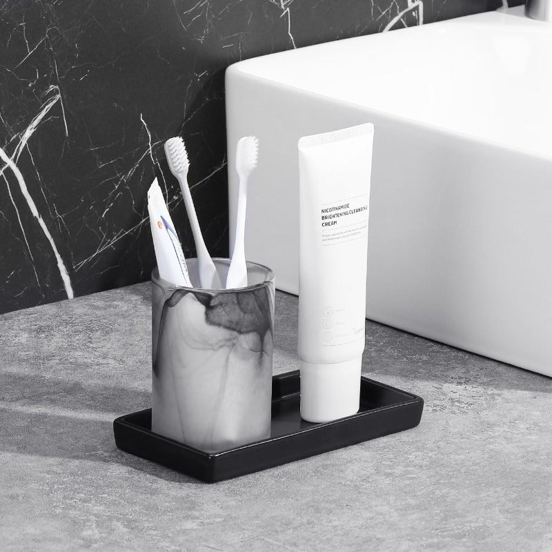 Bathroom Vanity Tray Mini Soap Dispenser Small Ceramic Perfume and Jewelry Dish Trinket Holder Rectangle Candle Tray Bath Organizer Kitchen Sink Narrow Soap Dish Black